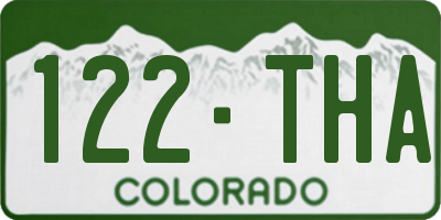 CO license plate 122THA