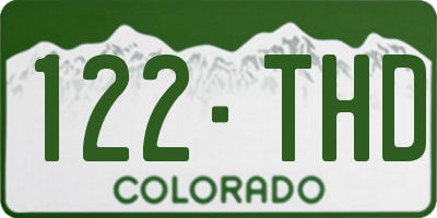 CO license plate 122THD