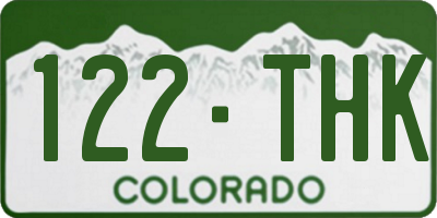 CO license plate 122THK