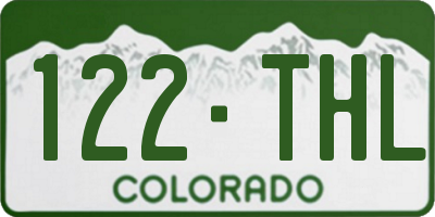 CO license plate 122THL