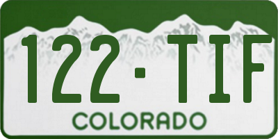 CO license plate 122TIF