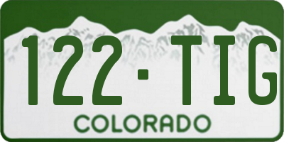 CO license plate 122TIG