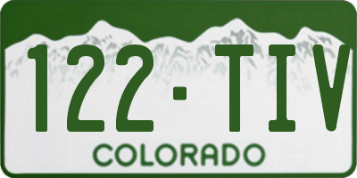 CO license plate 122TIV