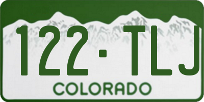 CO license plate 122TLJ