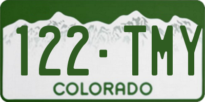 CO license plate 122TMY