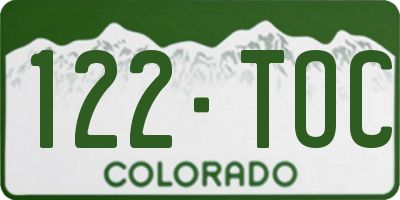 CO license plate 122TOC