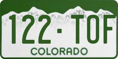 CO license plate 122TOF
