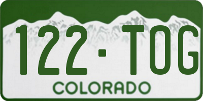 CO license plate 122TOG