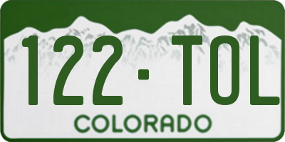CO license plate 122TOL
