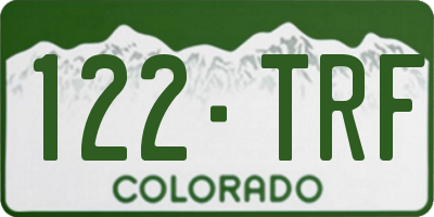CO license plate 122TRF