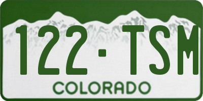 CO license plate 122TSM