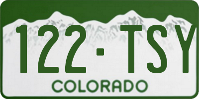 CO license plate 122TSY