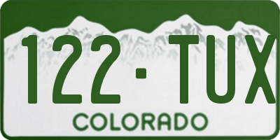 CO license plate 122TUX