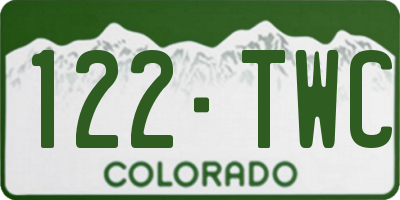 CO license plate 122TWC