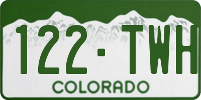 CO license plate 122TWH
