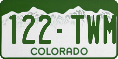 CO license plate 122TWM