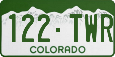 CO license plate 122TWR
