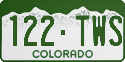 CO license plate 122TWS