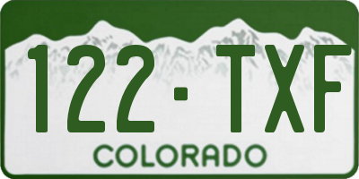 CO license plate 122TXF