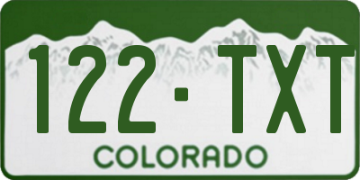 CO license plate 122TXT
