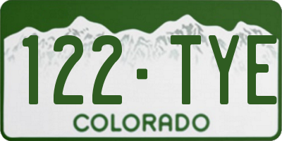 CO license plate 122TYE