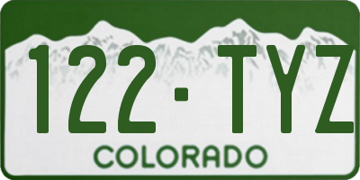 CO license plate 122TYZ