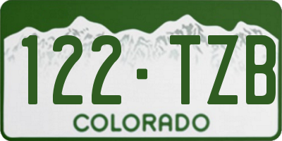 CO license plate 122TZB