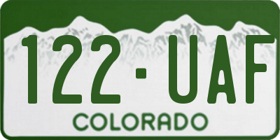 CO license plate 122UAF