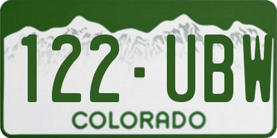 CO license plate 122UBW