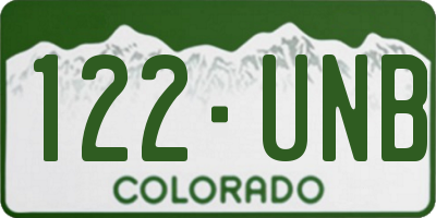 CO license plate 122UNB