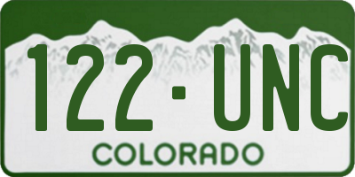 CO license plate 122UNC