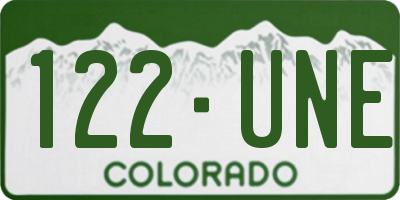 CO license plate 122UNE