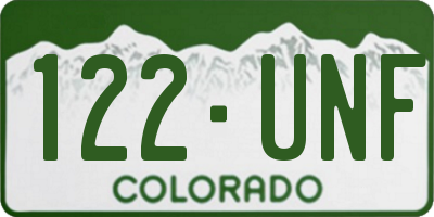 CO license plate 122UNF