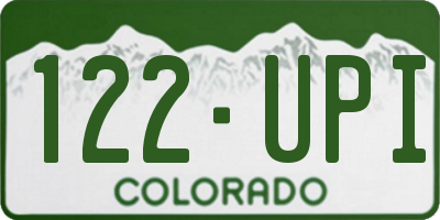 CO license plate 122UPI