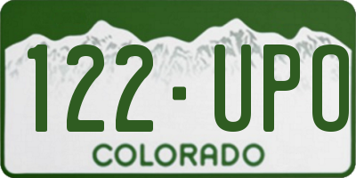 CO license plate 122UPO