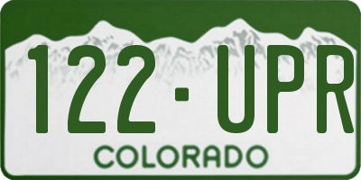 CO license plate 122UPR