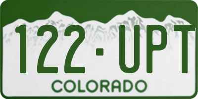 CO license plate 122UPT