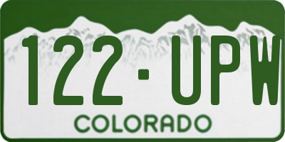 CO license plate 122UPW