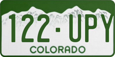 CO license plate 122UPY