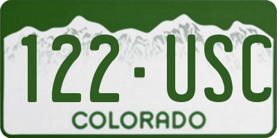 CO license plate 122USC