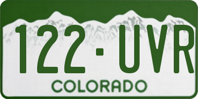 CO license plate 122UVR