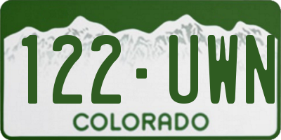 CO license plate 122UWN