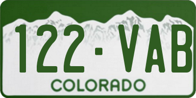 CO license plate 122VAB