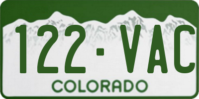 CO license plate 122VAC