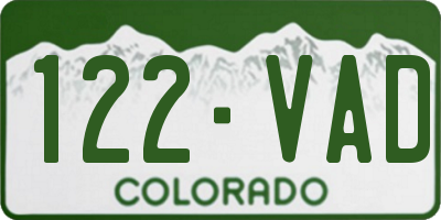 CO license plate 122VAD