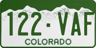 CO license plate 122VAF