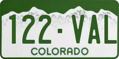 CO license plate 122VAL