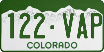 CO license plate 122VAP
