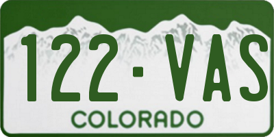 CO license plate 122VAS