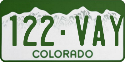 CO license plate 122VAY